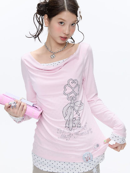 Soft Patchwork Collar Slim Top【s0000016385】