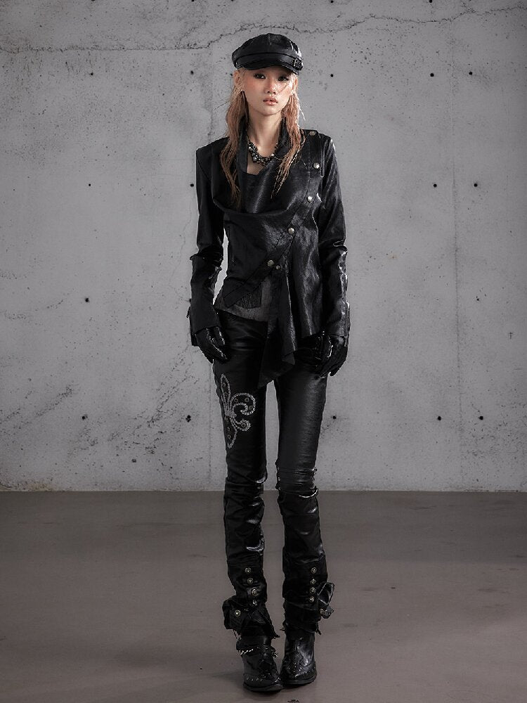Washed Wax Leather Skinny Pants【s0000019162】