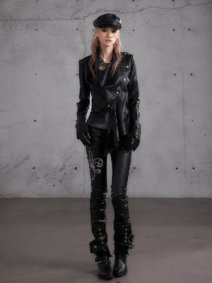 Washed Wax Leather Skinny Pants【s0000019162】