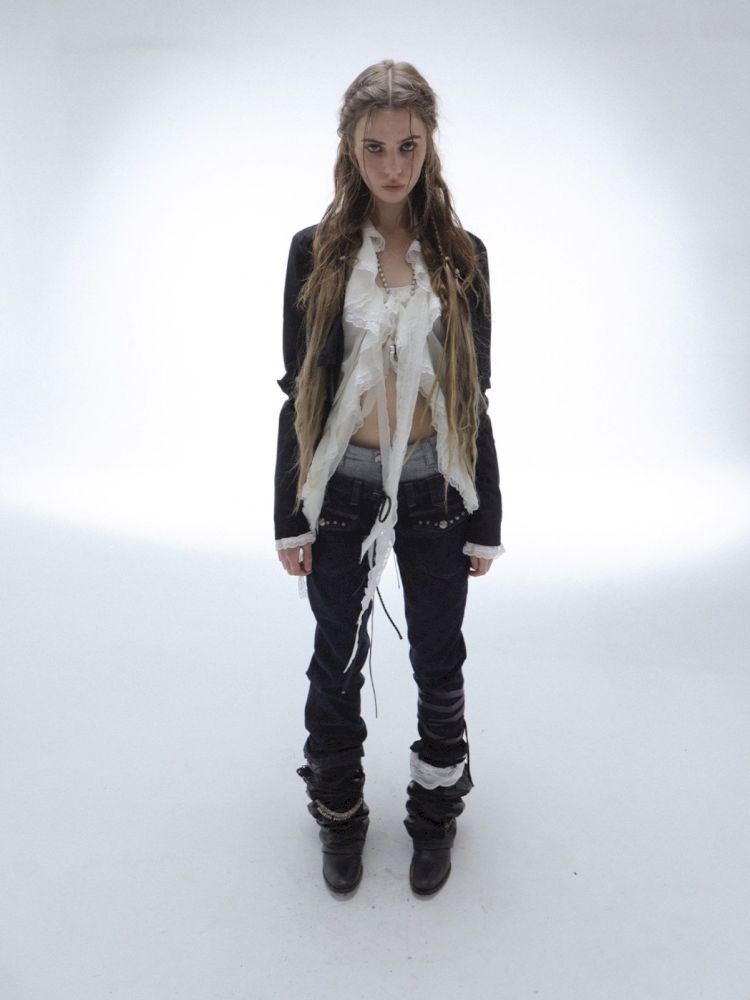 Original Textured Sheer Chiffon Blouse【s0000013908】