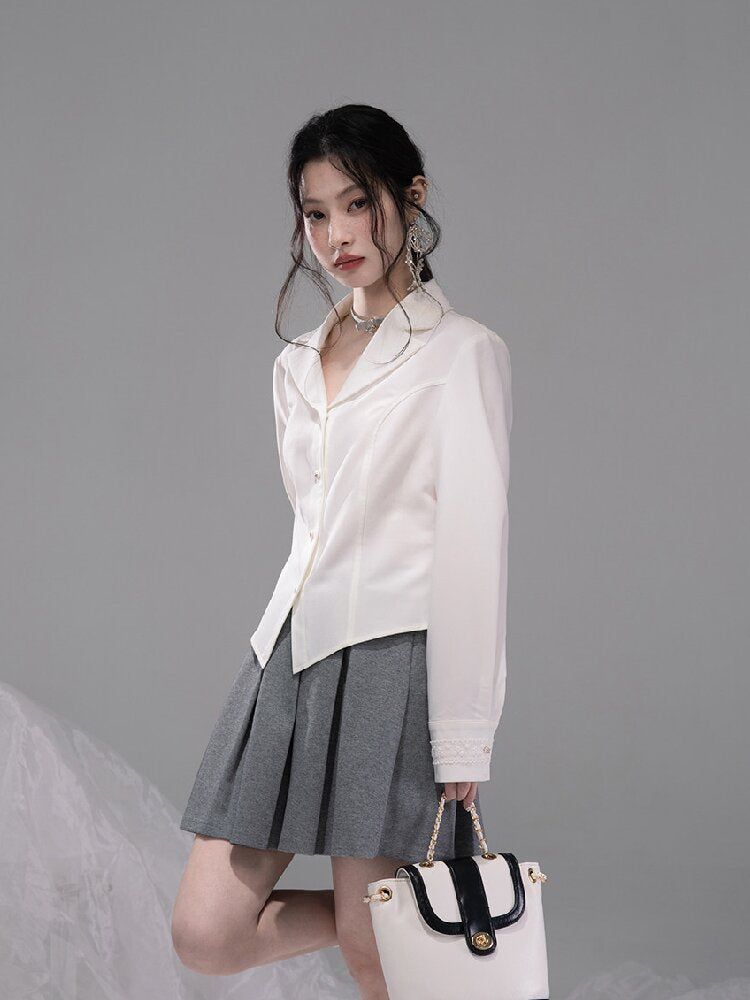 U-neck Sweatshirt Pleated Skirt Set【s0000015742】