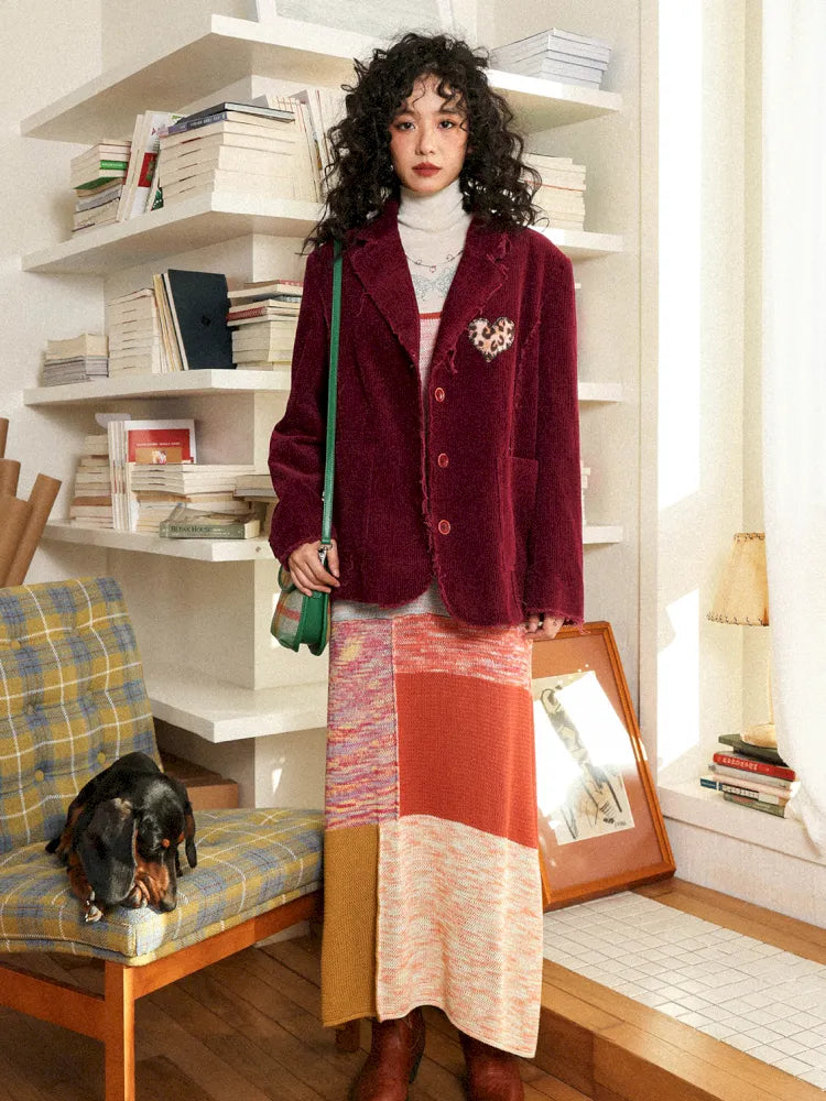 Retro British-Style Corduroy Embroidered Blazer【s0000013998】