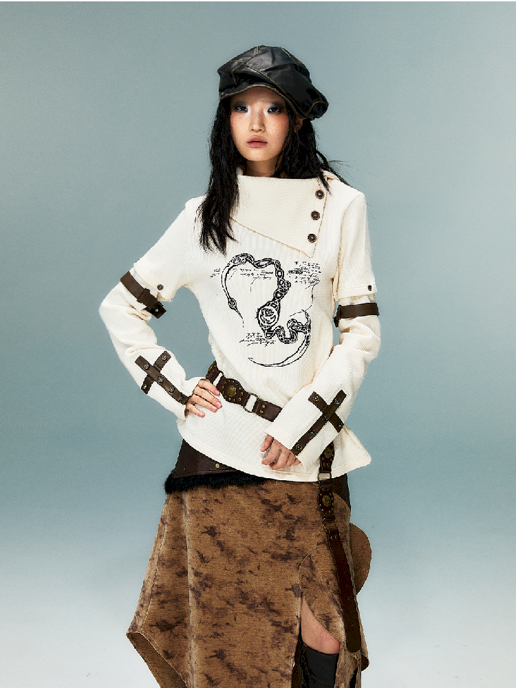 탈착식 긴 슬리브 니트 탑 [S0000011482]