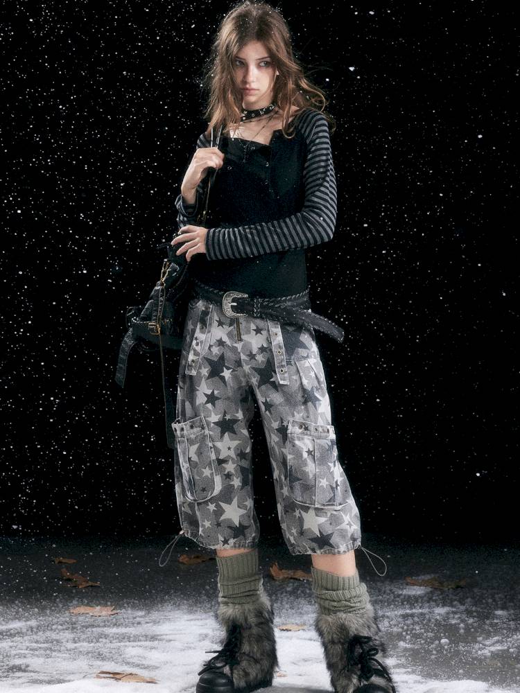 Distressed Pocket Cropped Pants【s0000014428】