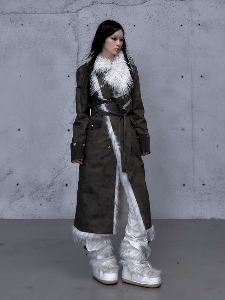 Modern Knight Fur Long Trench Coat【s0000014924】