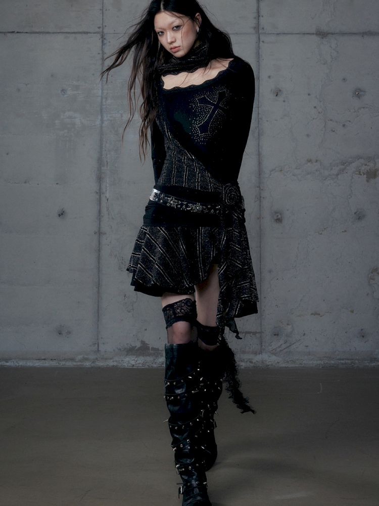 Stacked Neck One-Shoulder Dress【s0000013475】