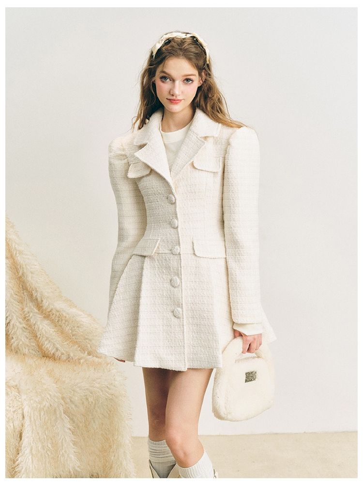 Pleated Waisted Tweed Jacket【s0000005281】