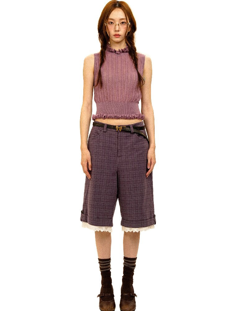 Lace Patchwork Vintage Plaid Pants【s0000017934】