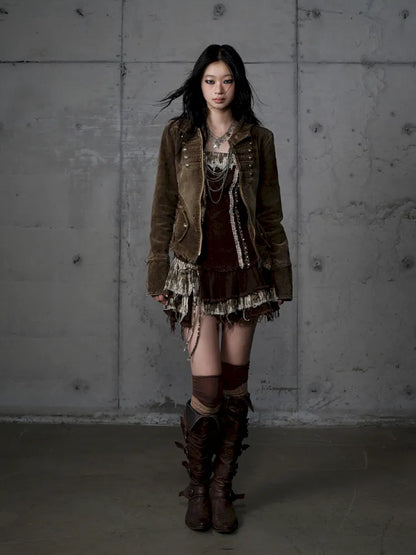 Corduroy Detachable Slim-Fit Hooded Jacket【s0000013952】