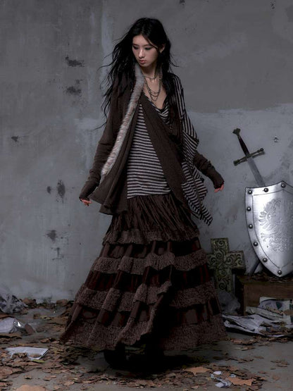 Lace Suede Fringe A-line Skirt【s0000014649】