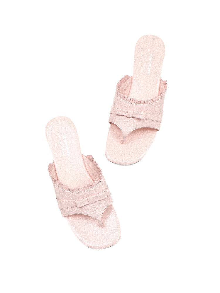 Top Grain Cowhide Ruffled Flip Flop【s0000017441】