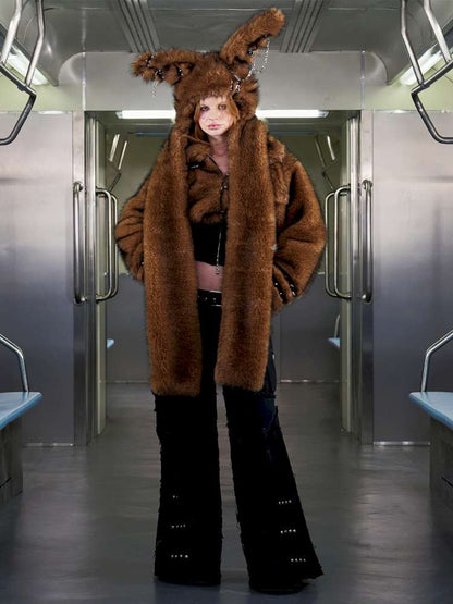 Long Hair Contrast Patch Hat Scarf【s0000014639】