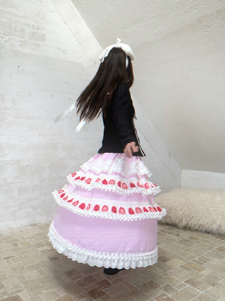 Cake Print Cut-Out Lace Bow Skirt【s0000018542】