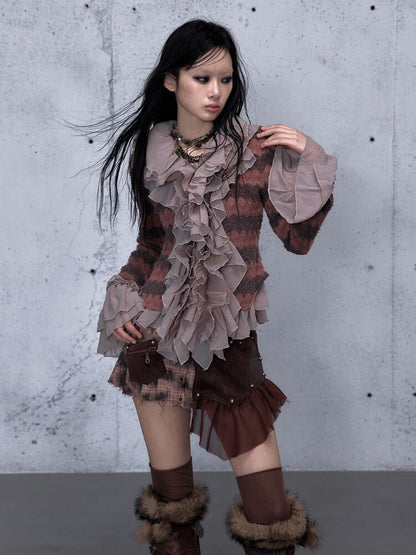 Ruffled Chiffon Flared Cardigan【s0000015548】