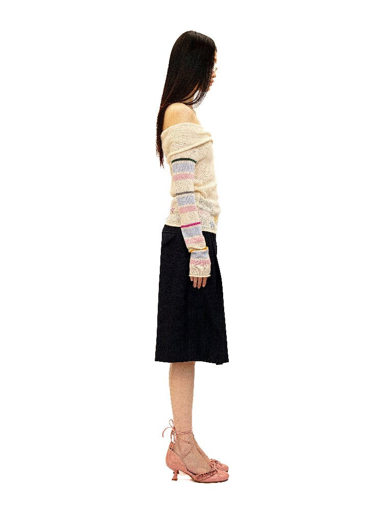Contrast Striped Bow Knit Sweater【s0000016109】