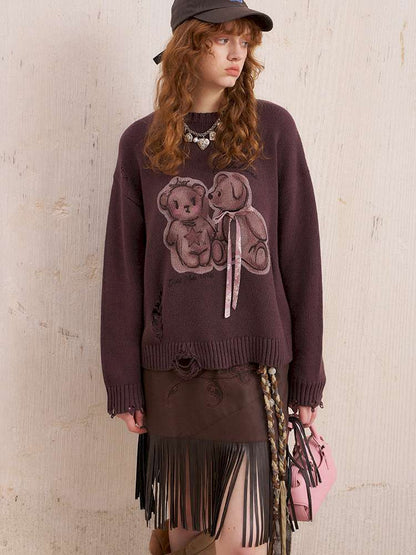Puppy Kissing Bear Sweater Skirt【s0000015068】