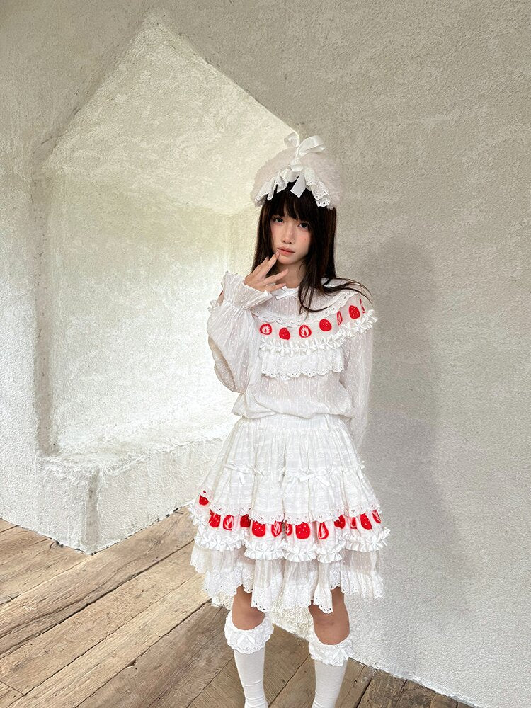 Cake Print Lace Bow Short Skirt【s0000018539】