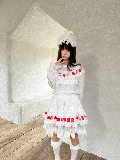 Cake Print Lace Bow Short Skirt【s0000018539】