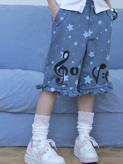 Embroidery Star Wide Leg Pants【s0000017129】