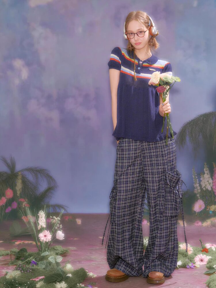 Doll Collar Knitted Slim T-Shirt【s0000016609】