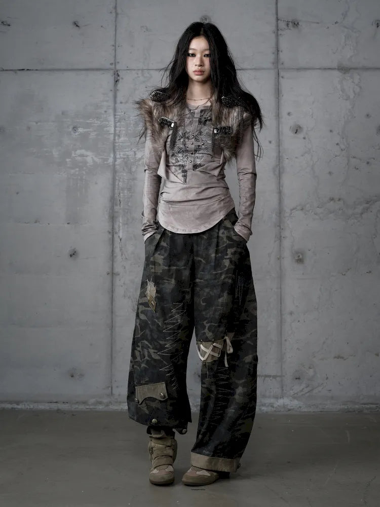 Deconstructed Print Long-Sleeve Knit Base【s0000014117】