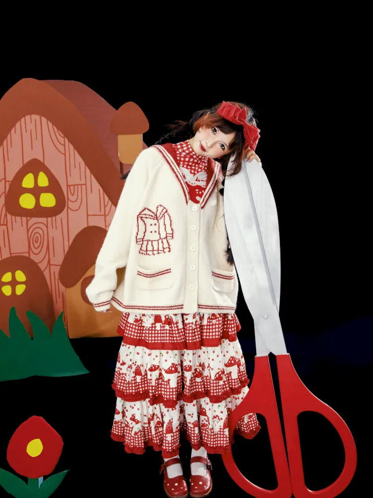 Contrasting Navy Collar Knit Cardigan【s0000014155】