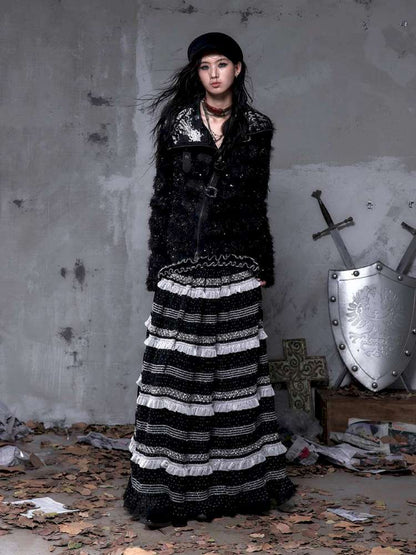 Patchwork Gathered A-Line Skirt【s0000014461】