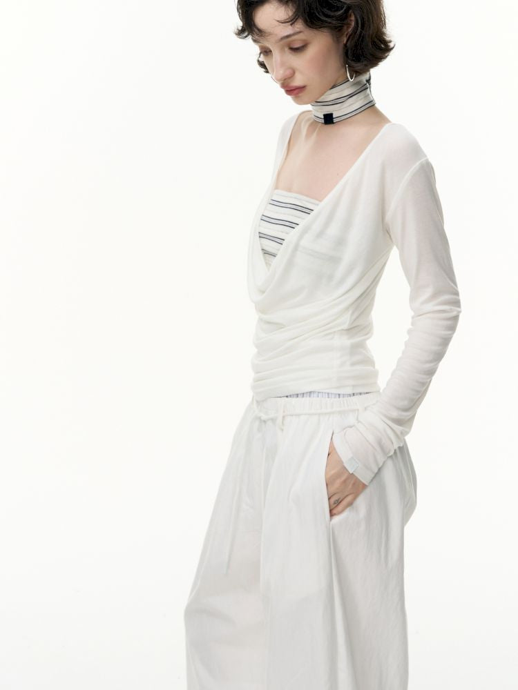 Tencel Lycra swing collar bottoming shirt【s0000013743】