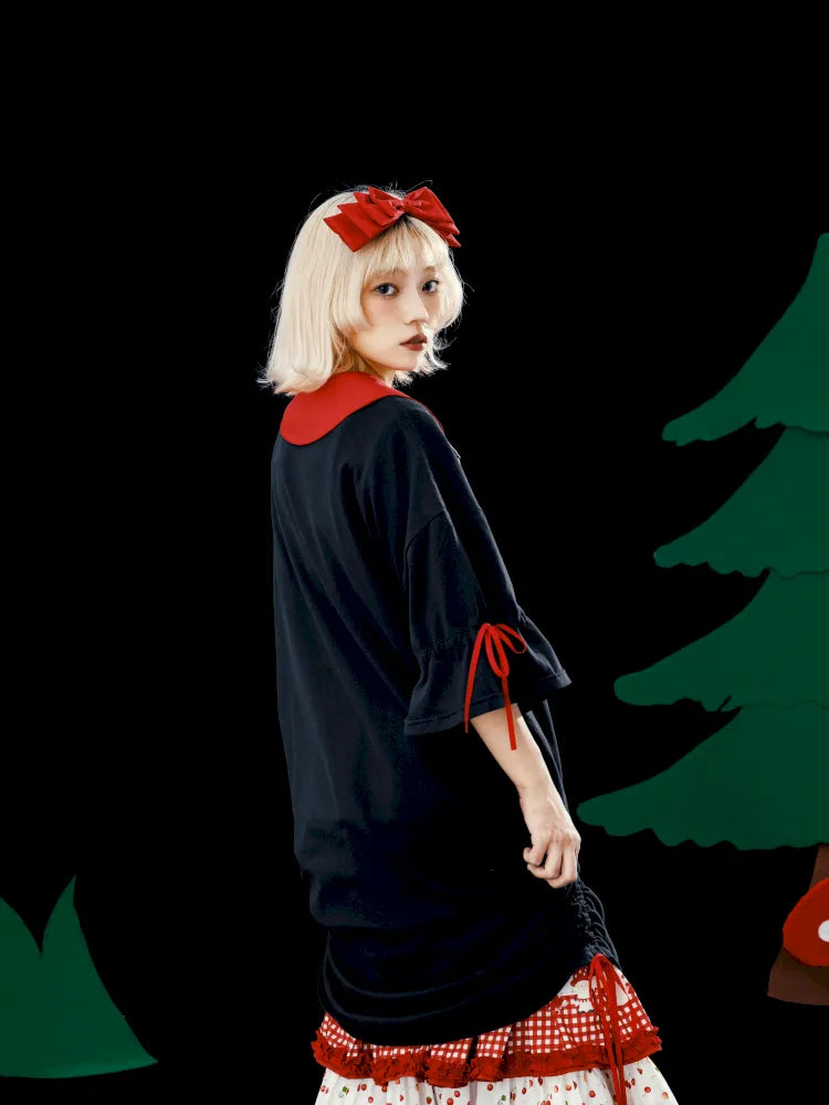 Original Pattern Drawstring Convertible T-Shirt Dress【s0000013932】