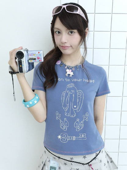Millennium Navy Angel Rabbit T-shirt【s0000017474】
