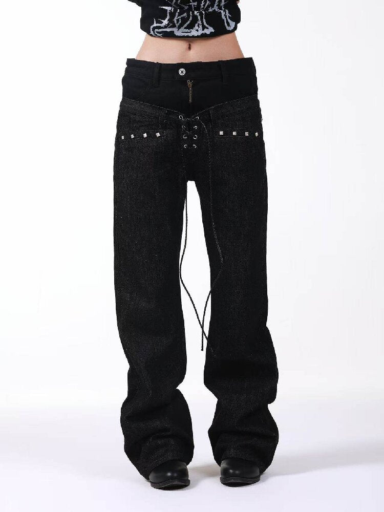 Stacked Raw Denim Zipper Jeans【s0000018188】