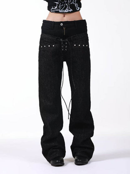 Stacked Raw Denim Zipper Jeans【s0000018188】