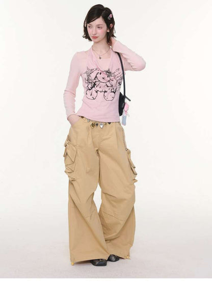 Rabbit Print Slim Halterneck Top【s0000015436】