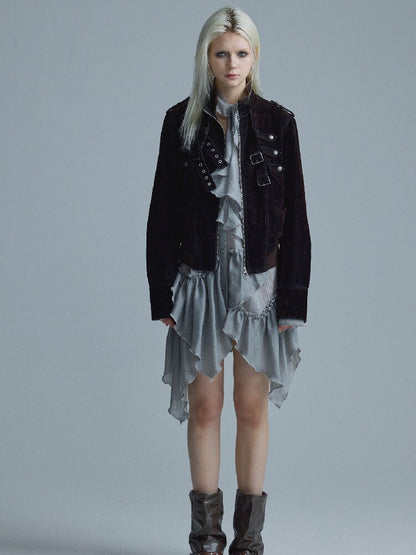 Distressed Texture Denim Jacket Top【s0000018545】