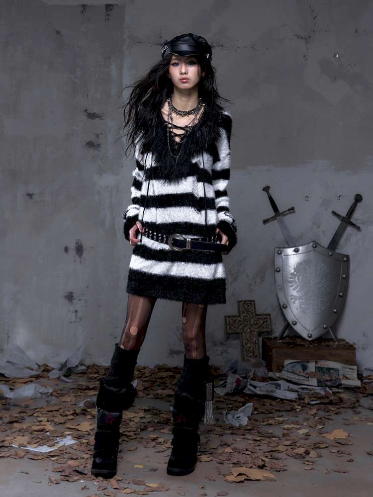 Long-Sleeve Striped Sweater【s0000014474】