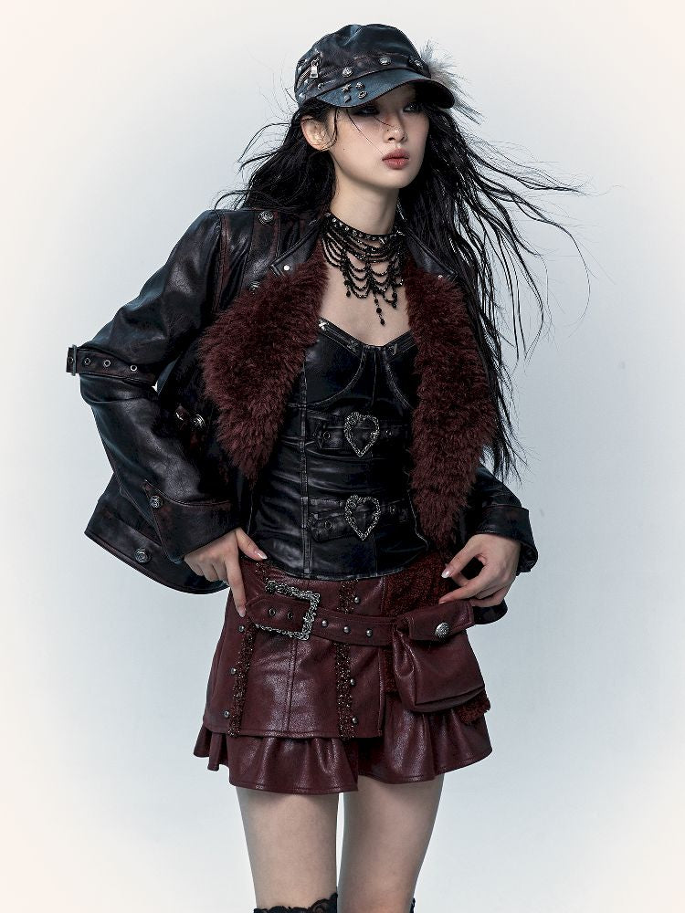 슬림 랩 짧은 가죽 가슴 판 [S0000011436]