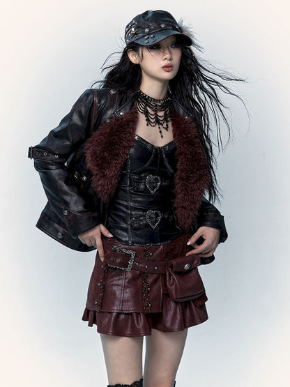 슬림 랩 짧은 가죽 가슴 판 [S0000011436]