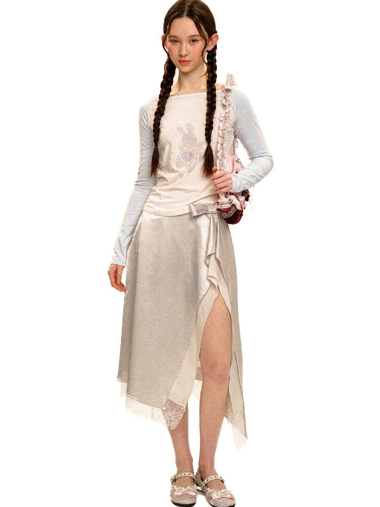 Multi Layered Slit Satin Skirt【s0000017418】