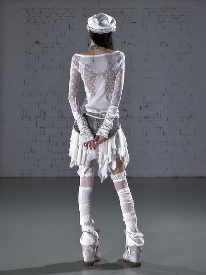 Baroque Wings Embroidered Slim Shirt【s0000015939】