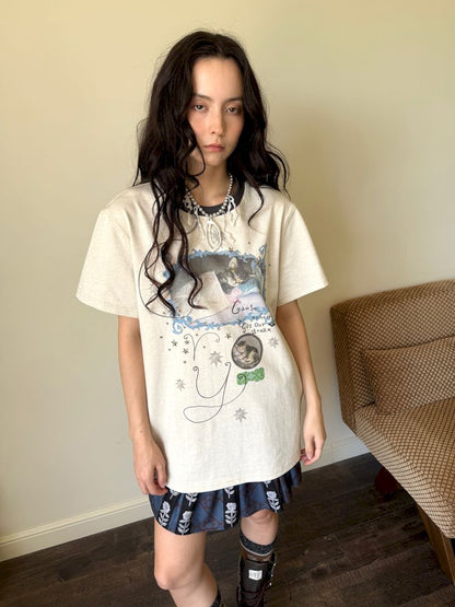 Cute Printed Short Sleeve Loose T-Shirt【s0000013510】