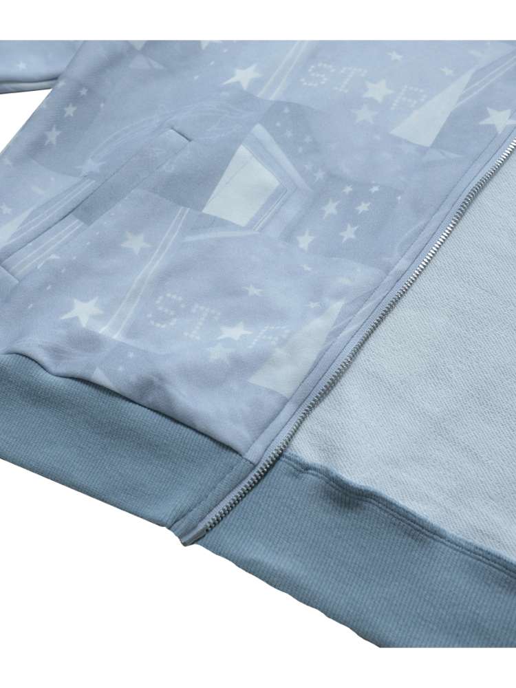 Ghost Horse Star Print Diagonal Zip Jacket【s0000014691】