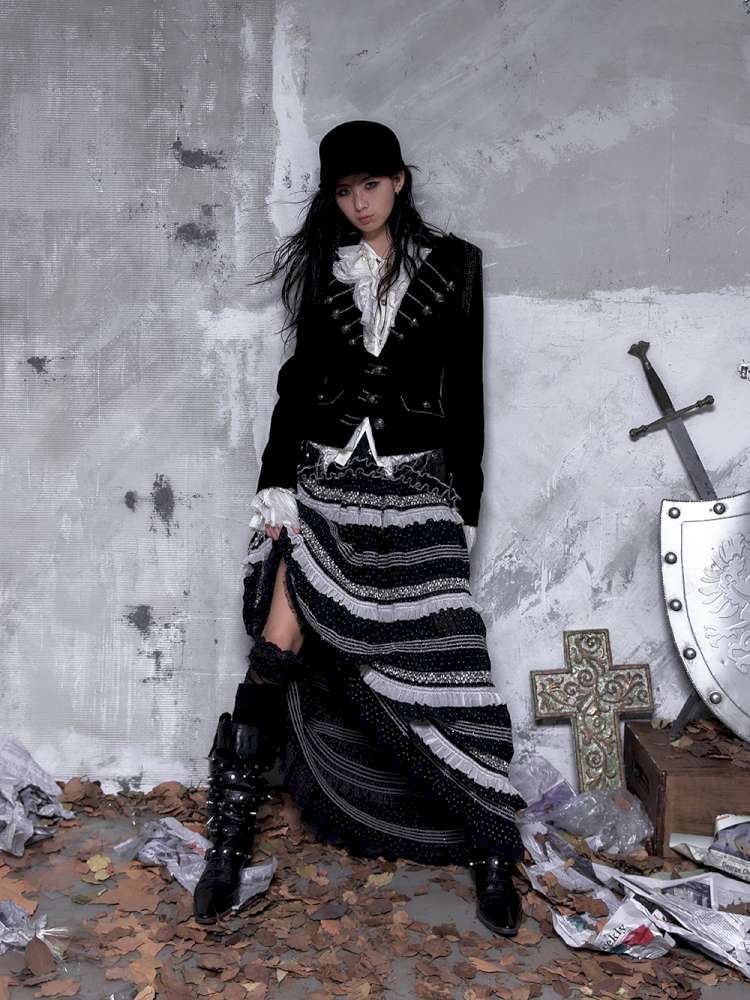 Waist-Defining Flocked Suit Jacket【s0000014458】