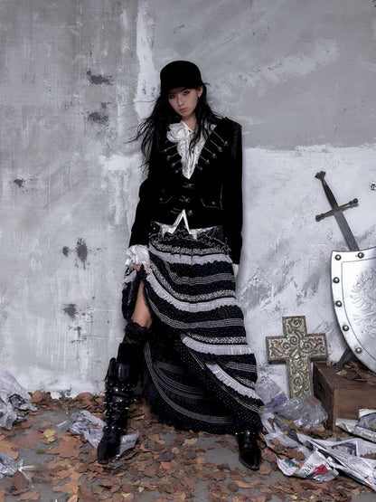 Waist-Defining Flocked Suit Jacket【s0000014458】