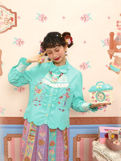 Petal Collar Embroidery Shirt In【s0000015573】