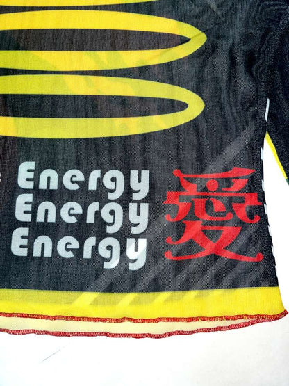 Y2K Millennium Print Long Sleeve Mesh Top【s0000014915】
