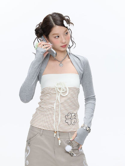 Diamond Striped Halterneck Top【s0000016386】