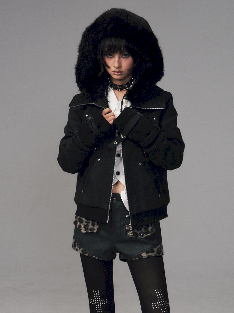 Vintage Sand Wash Detachable Hood Jacket【s0000014703】