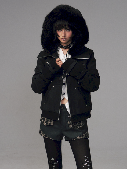 Vintage Sand Wash Detachable Hood Jacket【s0000014703】