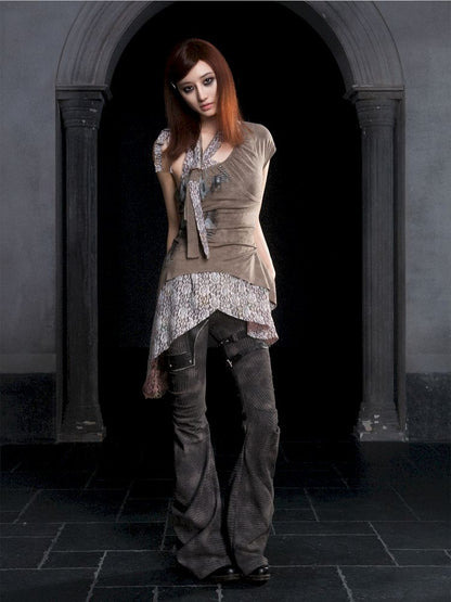 Slanted shoulder fake two-piece camisole【s0000012304】