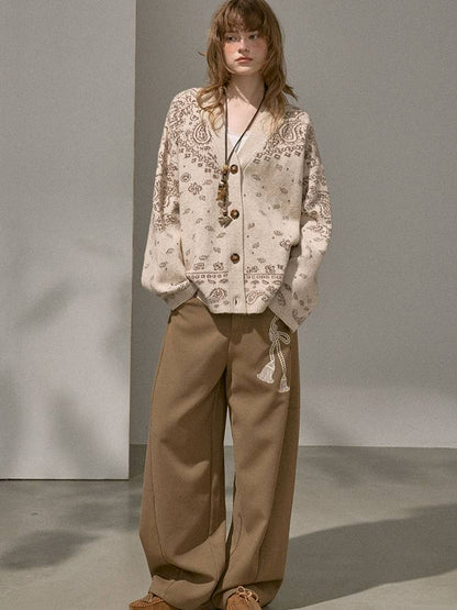 Button-Front Jacquard Knit Cardigan【s0000014394】